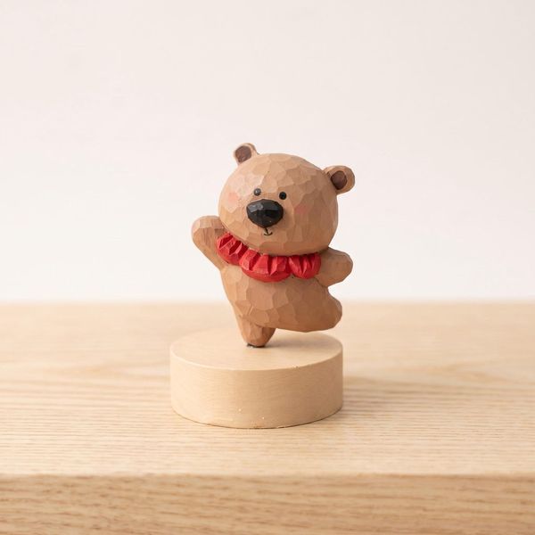 Ballet Animal on a Rotating Base, hand-carved wooden figurine