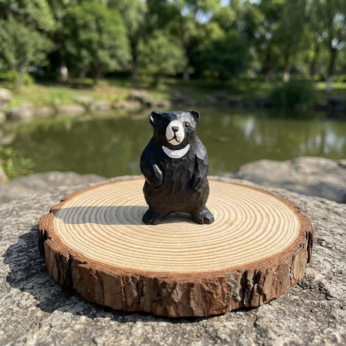 Black Bear Figurine, hand-carved wooden figurine