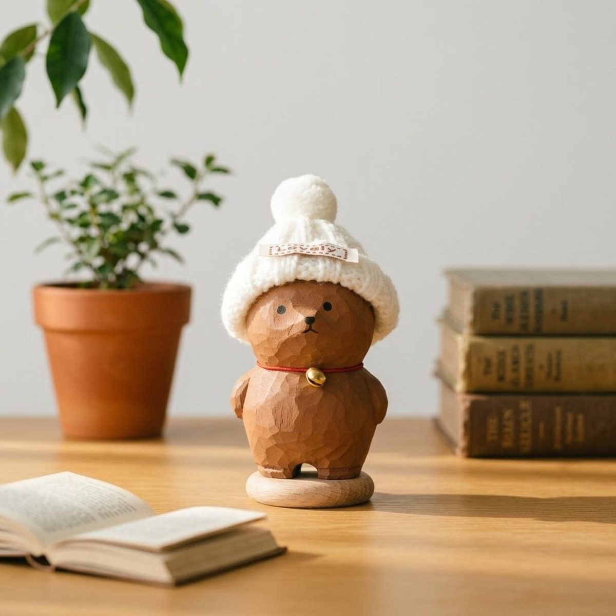 Personalised Brown Bear, hand-carved wooden figurine