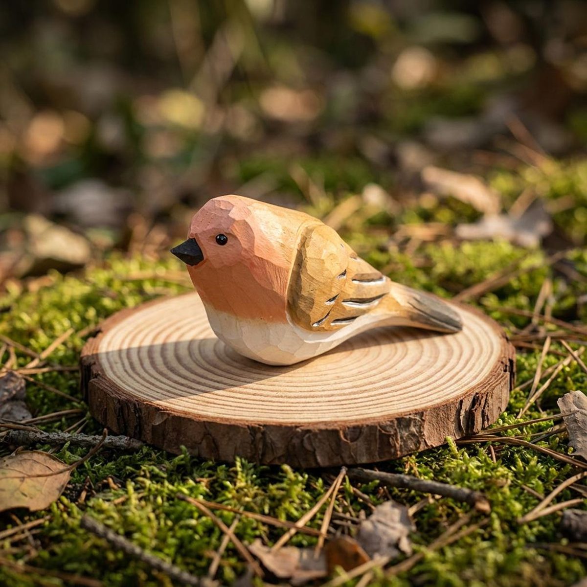Wooden Robin, hand-carved wooden figurine
