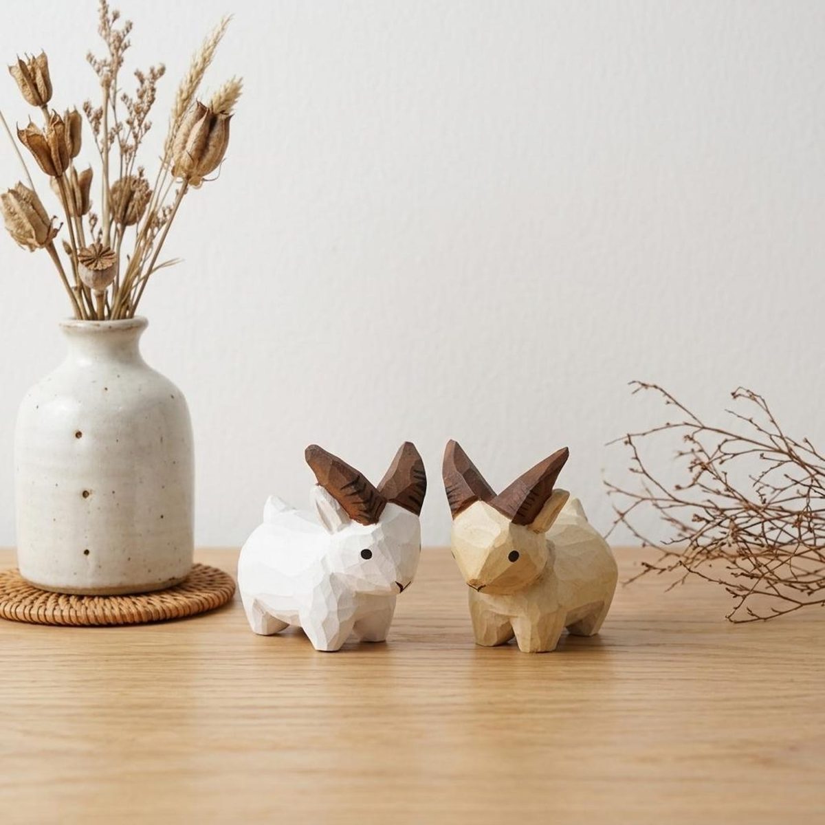 Wooden Sheep Figurine, hand-carved wooden figurine