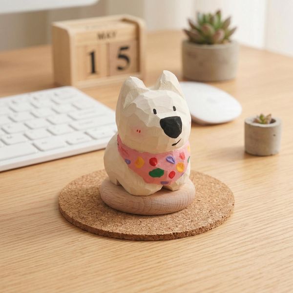 Personalised Westie Dog Figurine, hand-carved wooden figurine