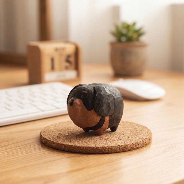 Hand-Carved Dachshund, hand-carved wooden figurine