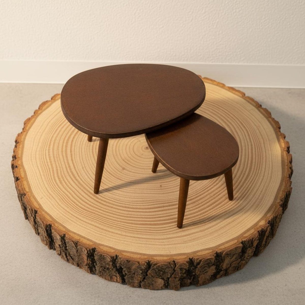 Mid-Century 1:12 Coffee Table, hand-carved wooden figurine