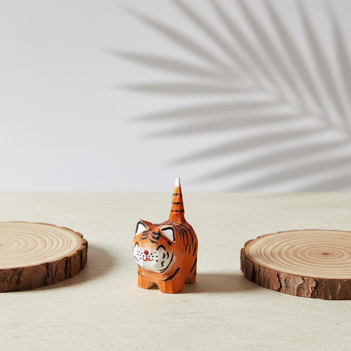 Faceted Tiger Cub, hand-carved wooden figurine