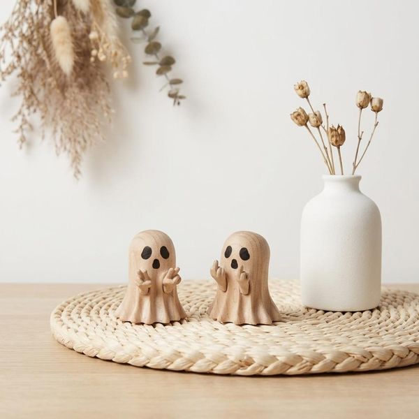 Funny Ghost Figurine, hand-carved wooden figurine
