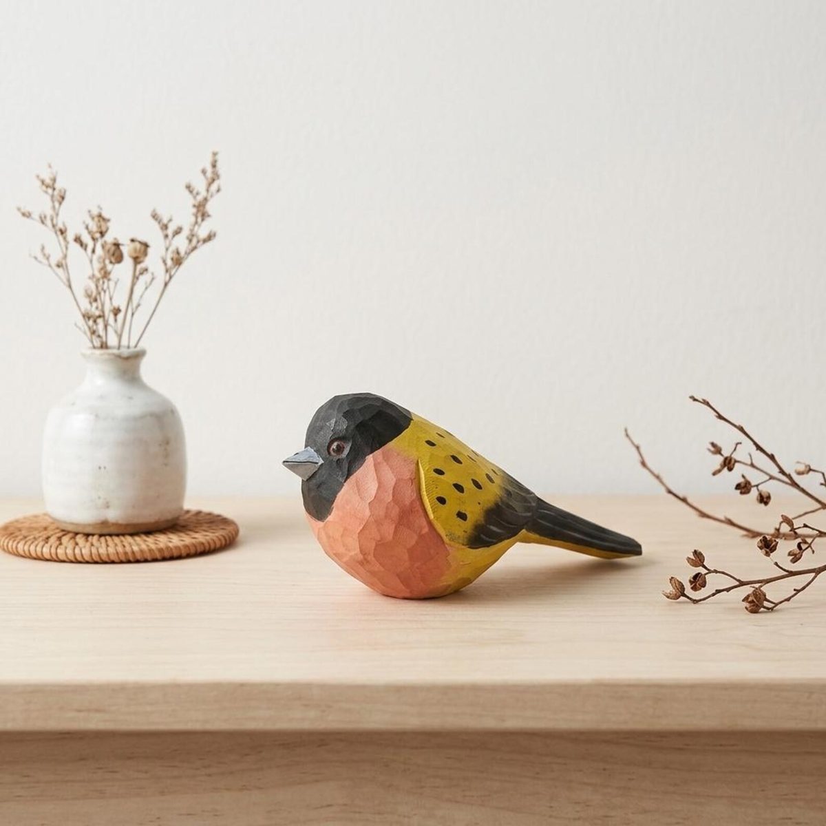 Great Tit Figurine, hand-carved wooden figurine
