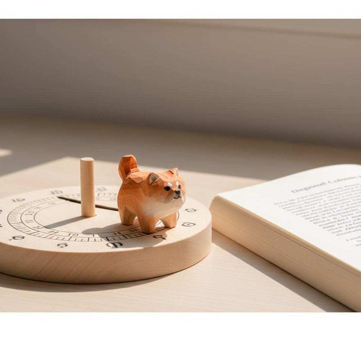 Faceted Shiba Inu, hand-carved wooden figurine