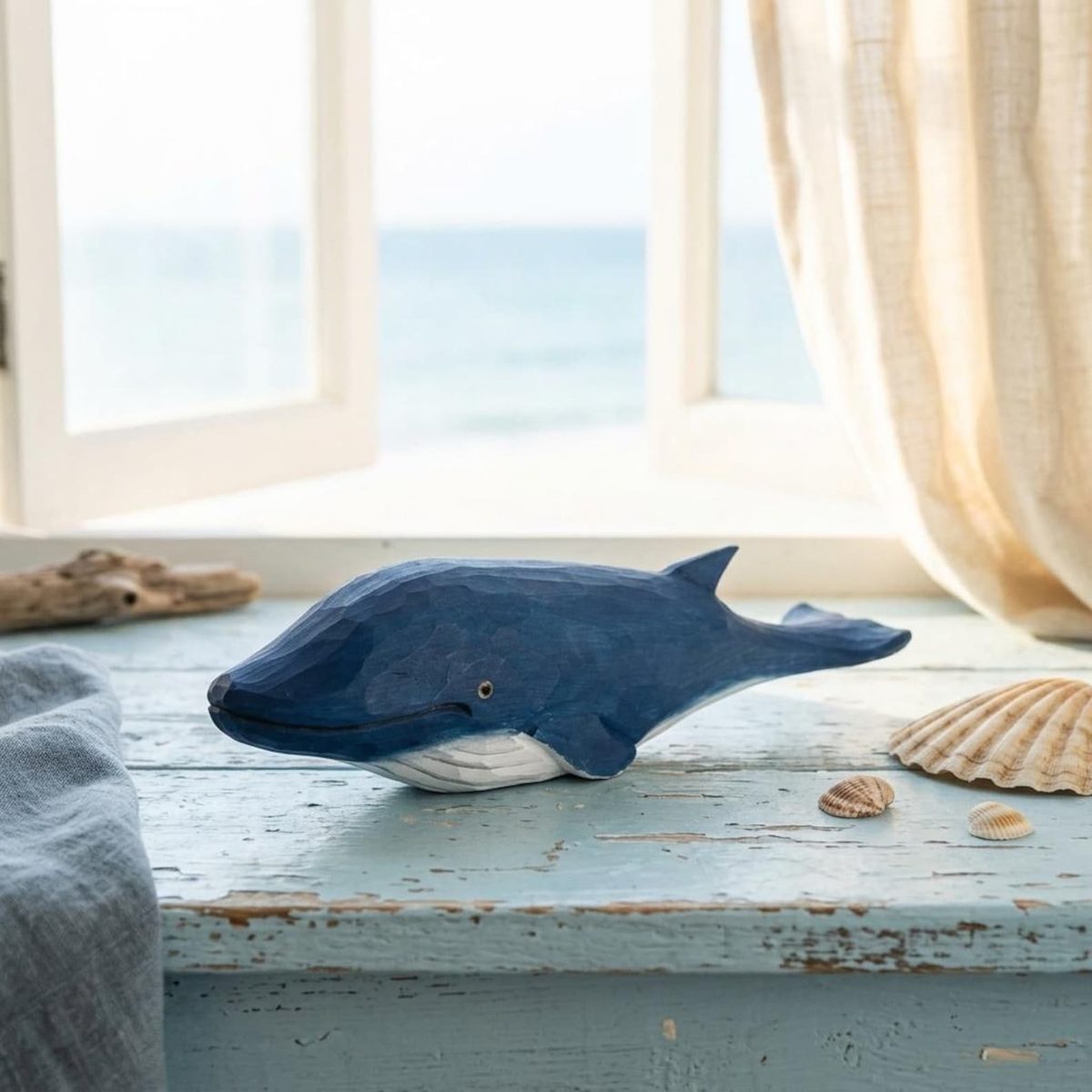 Humpback Whale, hand-carved wooden figurine