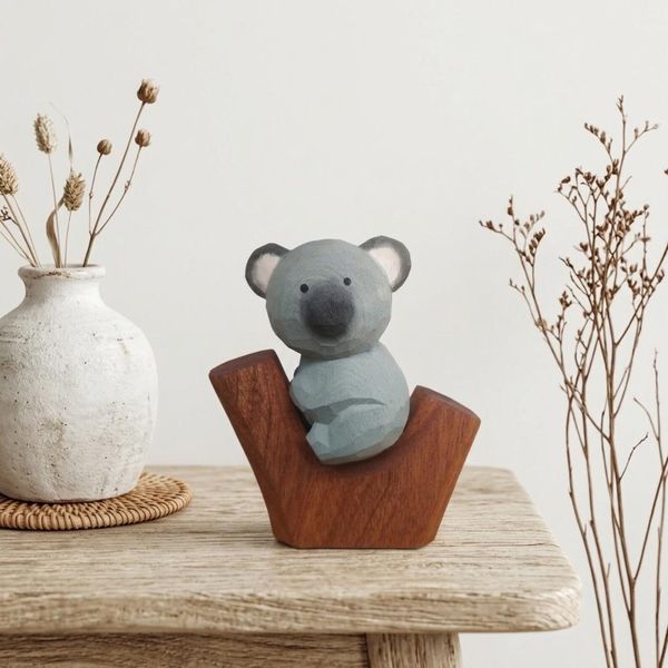 Wooden Koala Bear, hand-carved wooden figurine