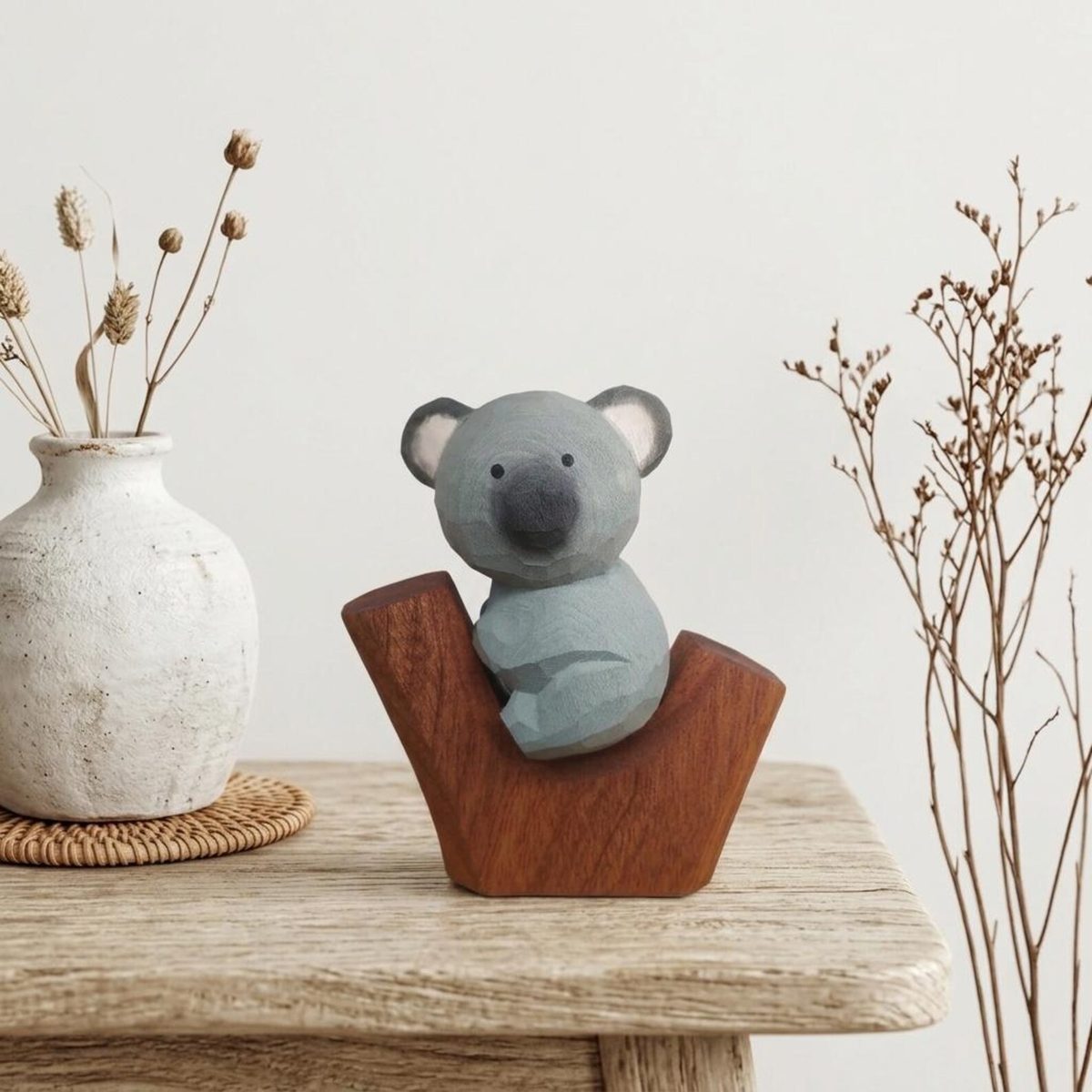 Wooden Koala Bear, hand-carved wooden figurine