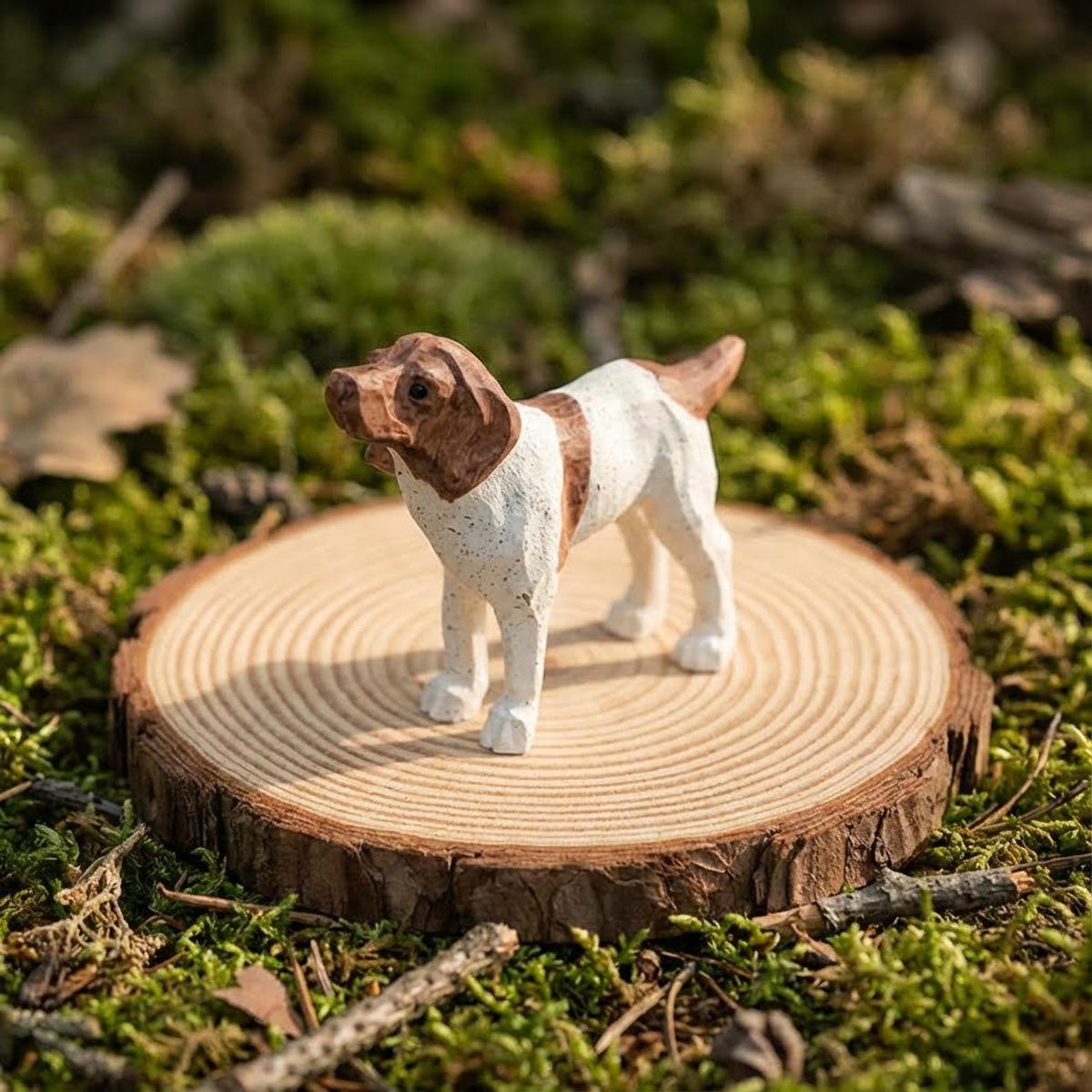 Vintage-Style Spaniel, hand-carved wooden figurine