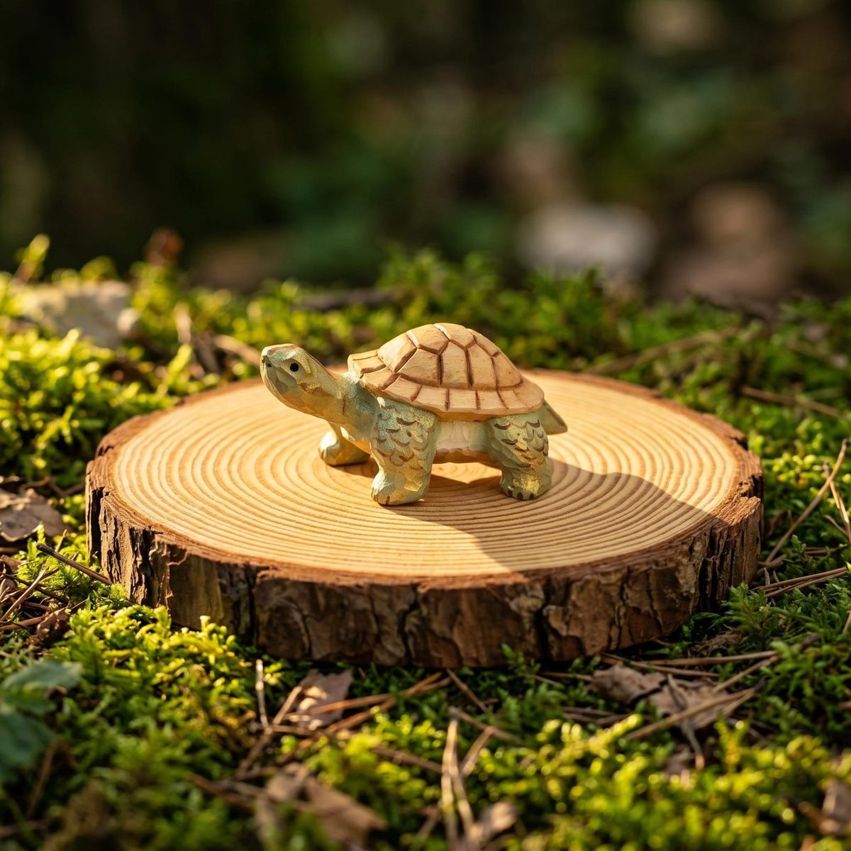 Lucky Tortoise, hand-carved wooden figurine