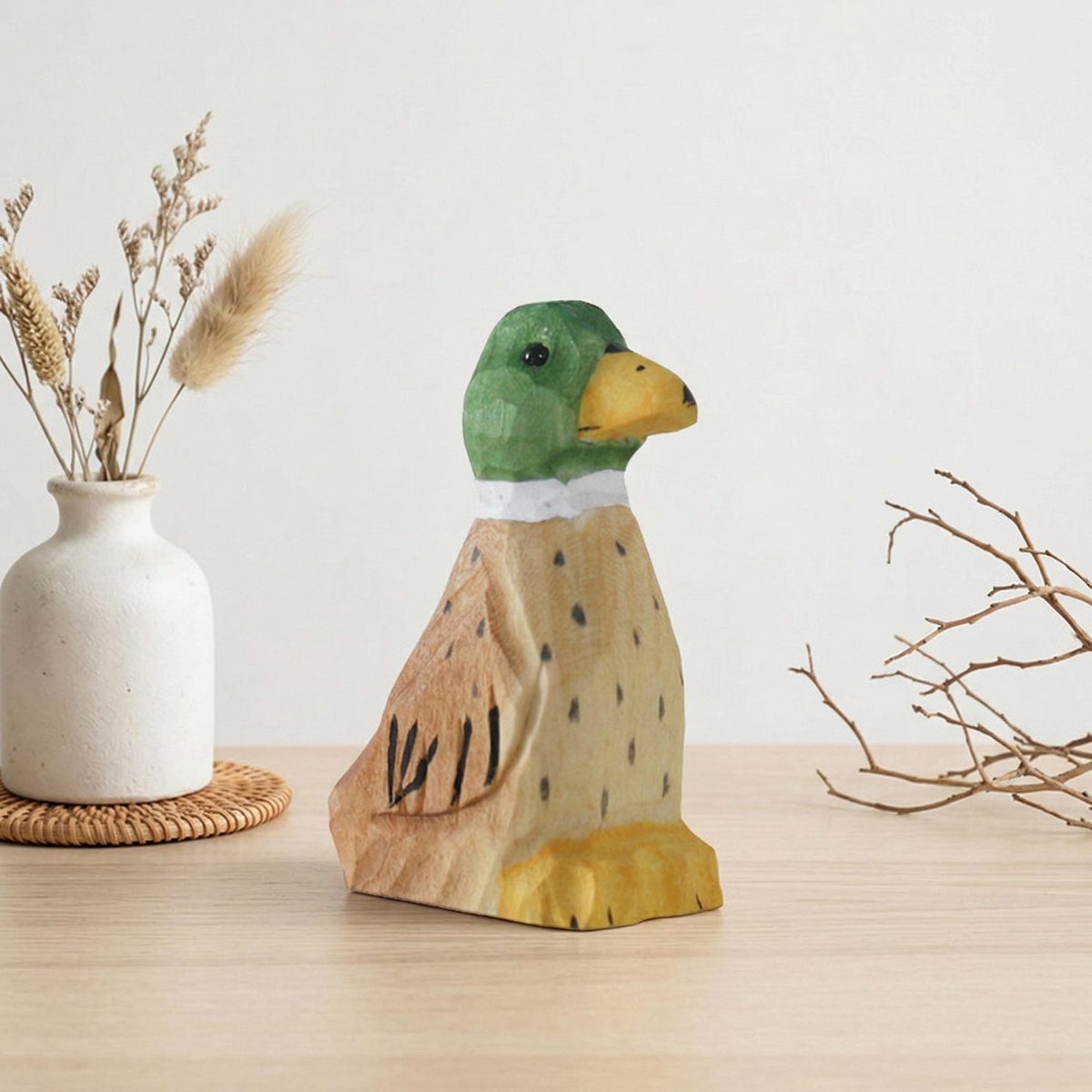 Mallard Duck, hand-carved wooden figurine