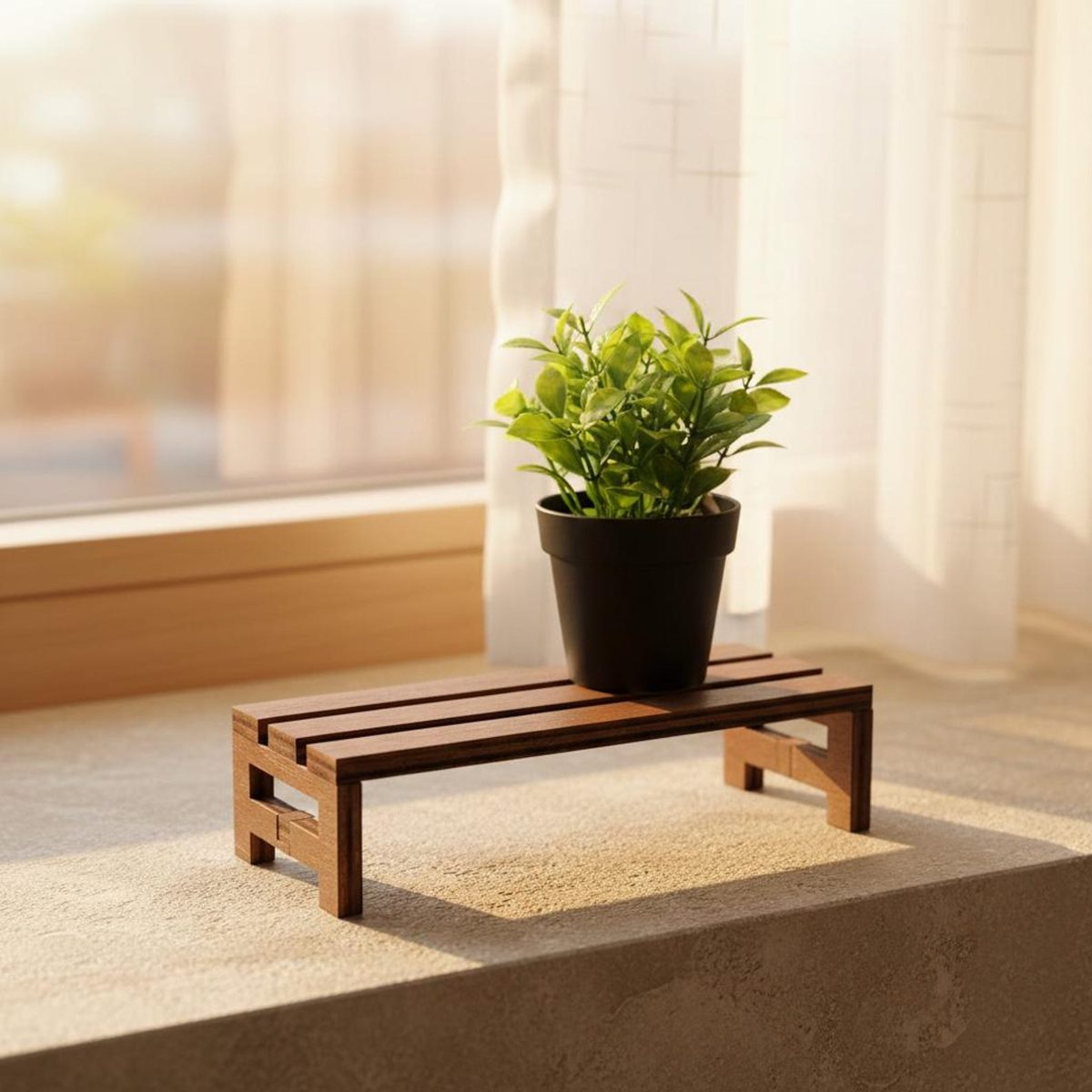 Miniature Park Bench (1:12), hand-carved wooden figurine