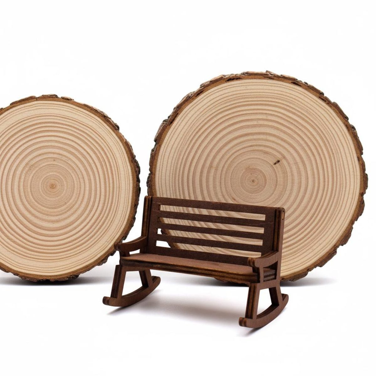 Miniature Rocking Bench, hand-carved wooden figurine