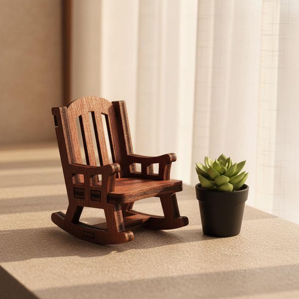 Miniature Rocking Chair, 1:12, hand-carved wooden figurine