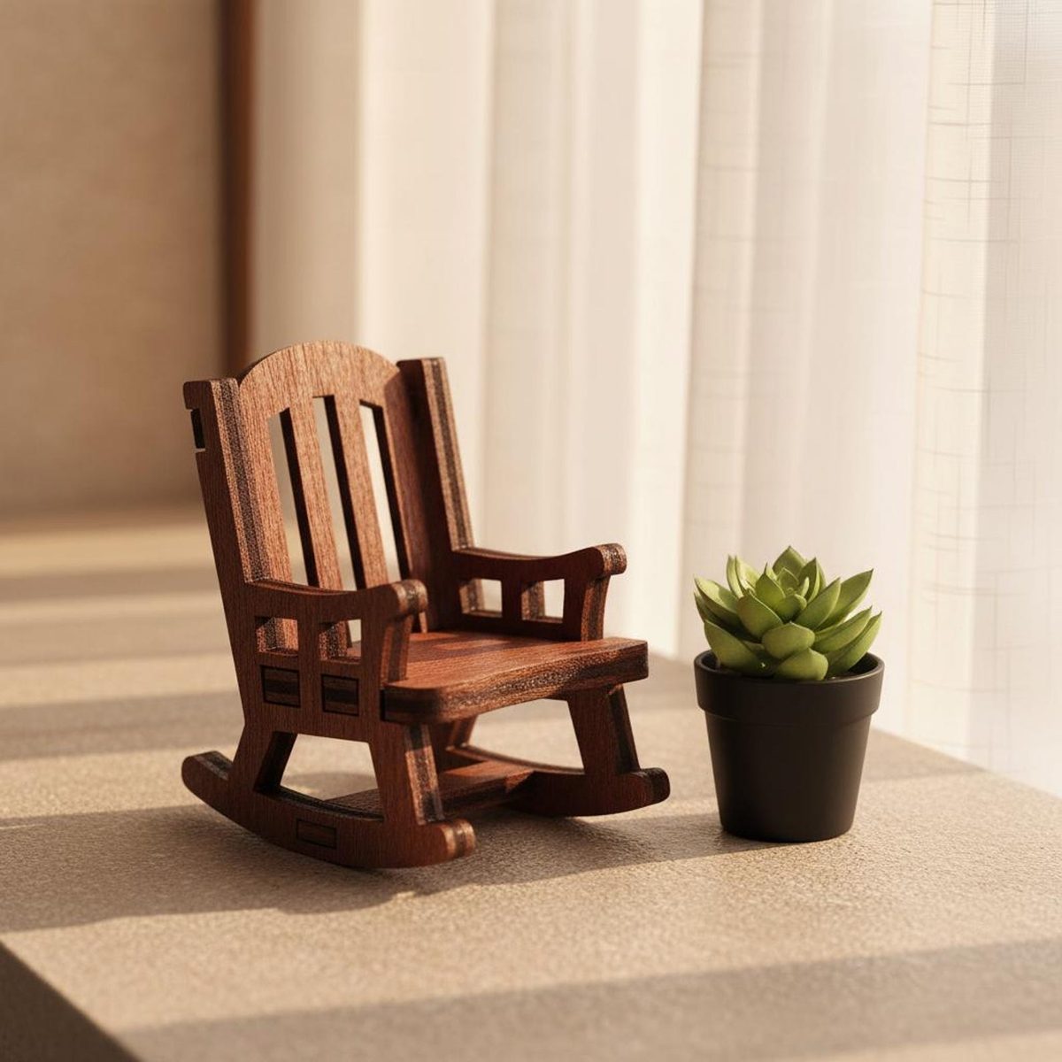 Miniature Rocking Chair, 1:12, hand-carved wooden figurine