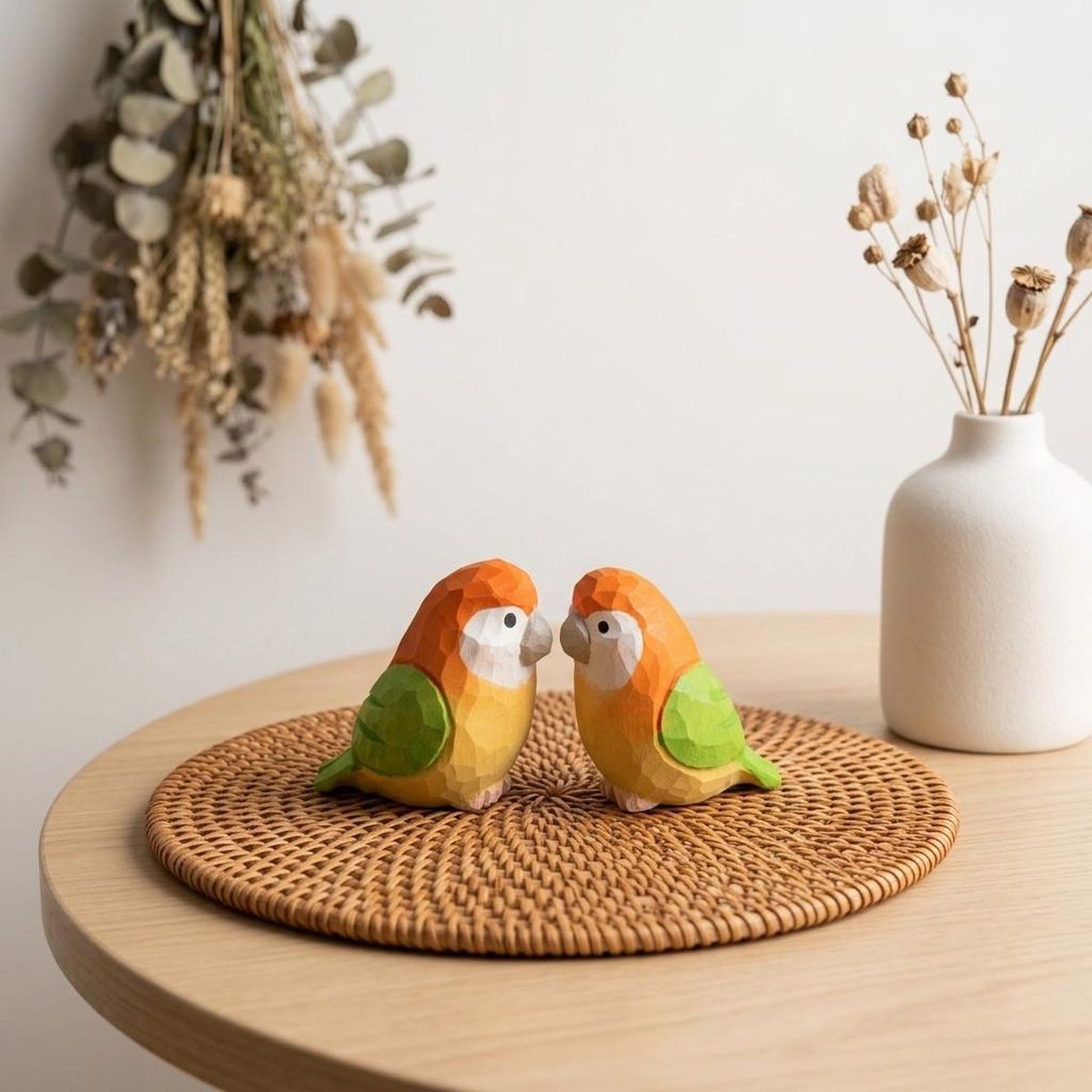Painted Parrot, hand-carved wooden figurine