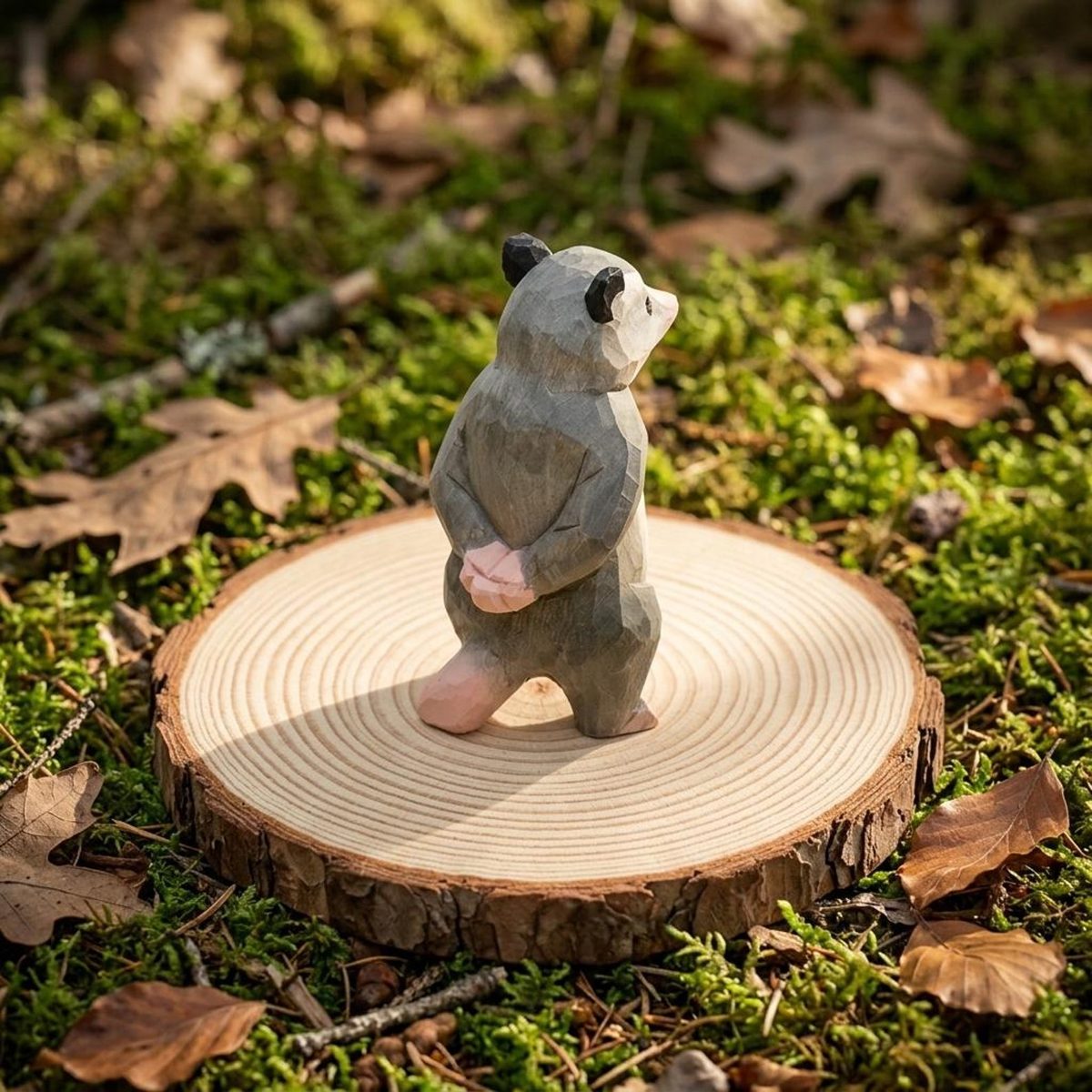Possum at the Window, hand-carved wooden figurine