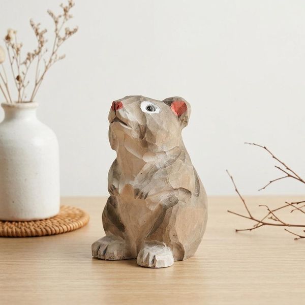 Fancy Rat Figurine, hand-carved wooden figurine