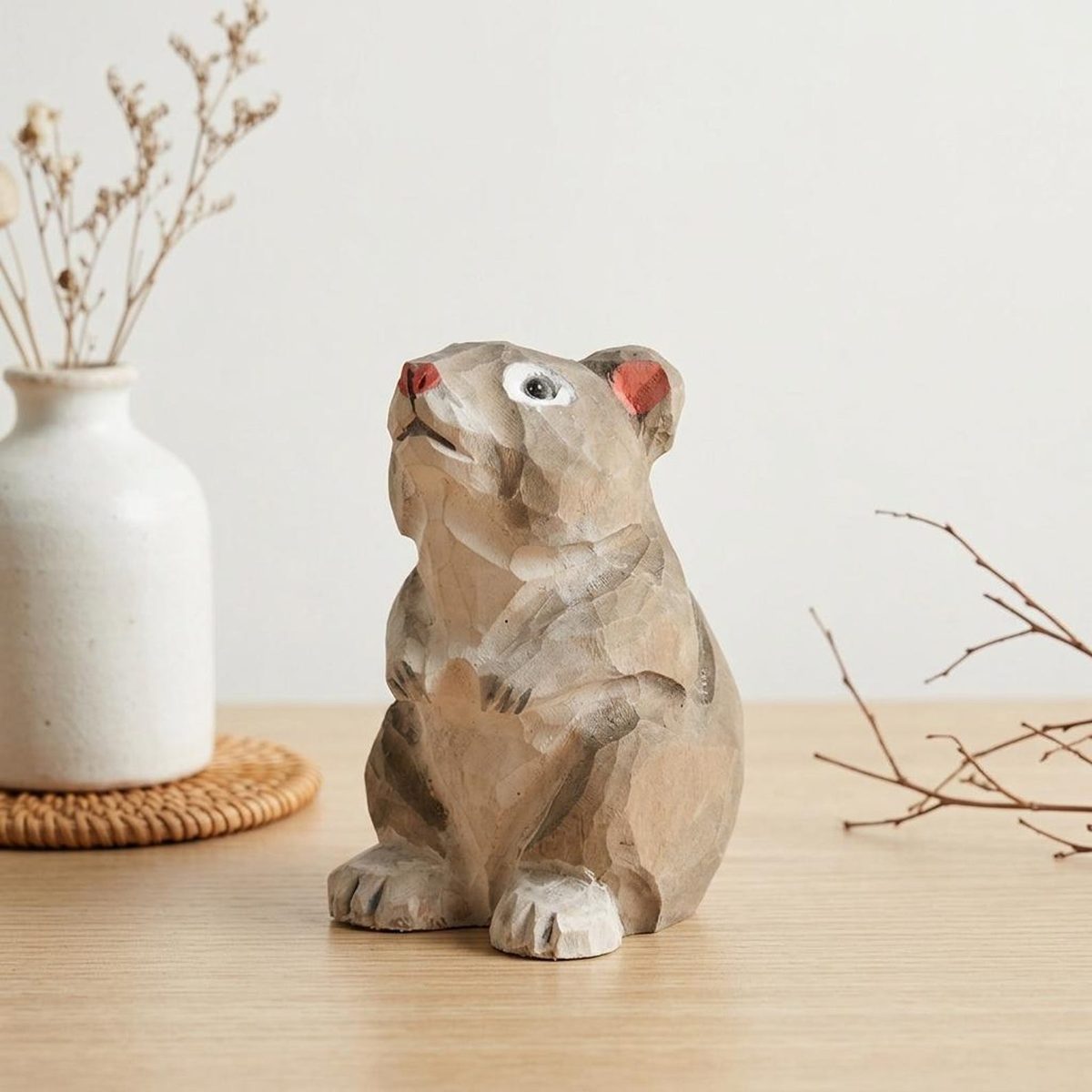 Fancy Rat Figurine, hand-carved wooden figurine