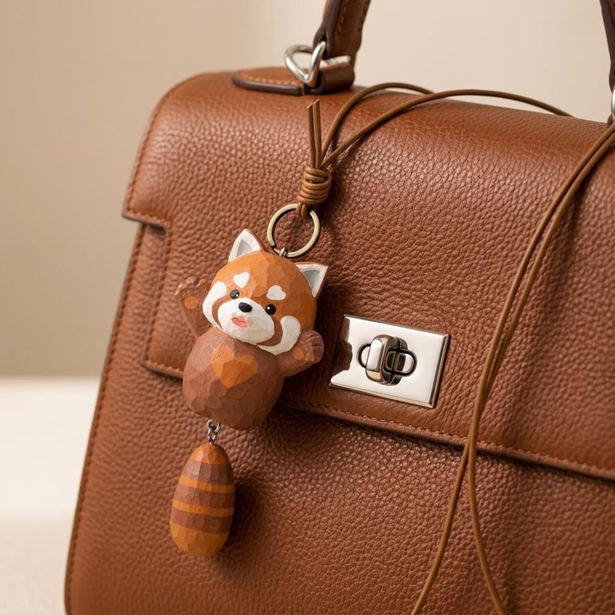 Red Panda Charm, hand-carved wooden figurine