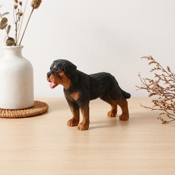 Rottweiler Figurine, hand-carved wooden figurine