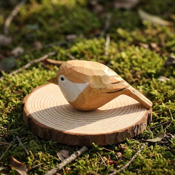 Rustic Woodland Bird, hand-carved wooden figurine