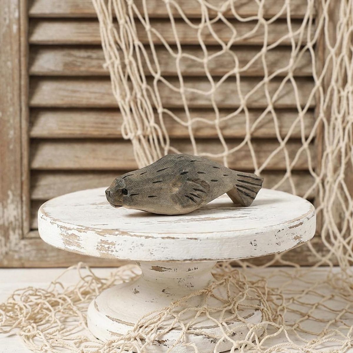 Wooden Seal Figurine, hand-carved wooden figurine