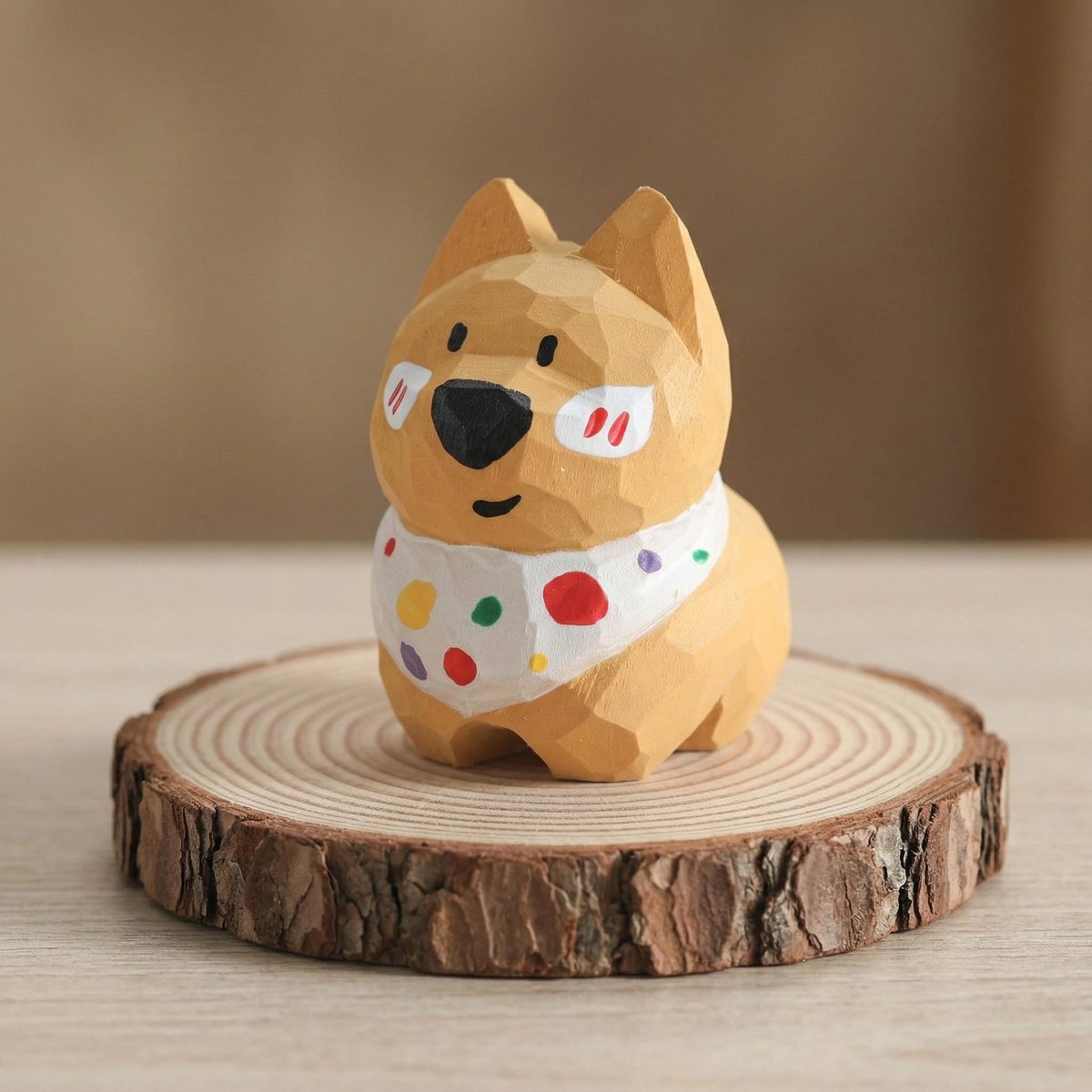 Personalised Shiba Inu, hand-carved wooden figurine