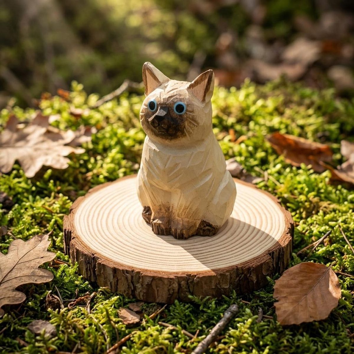 Siamese Cat, hand-carved wooden figurine