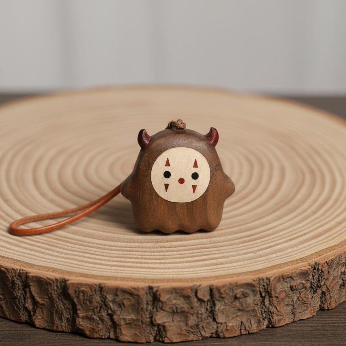 Masked Spirit Keychain, hand-carved wooden figurine