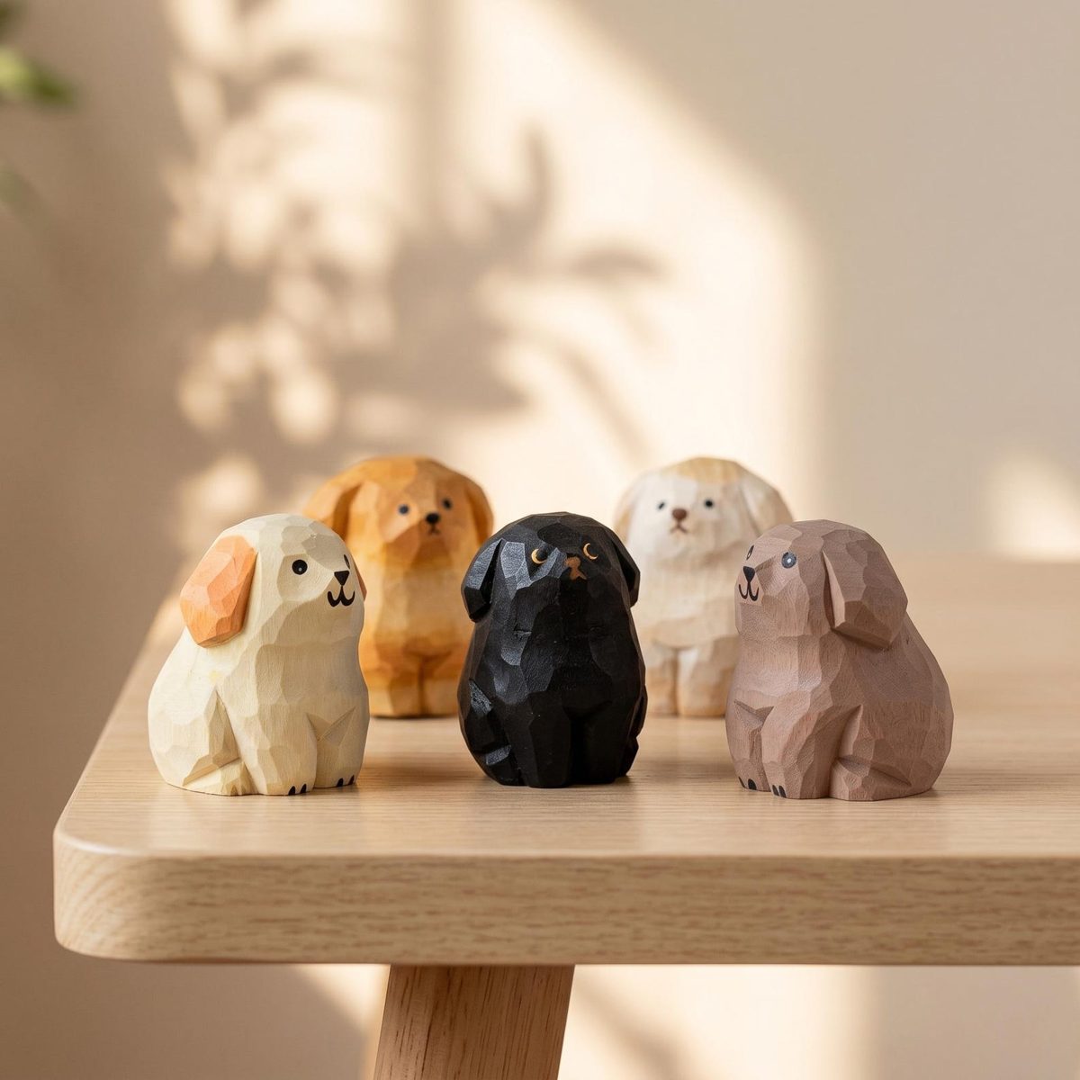 Tiny Labrador, hand-carved wooden figurine
