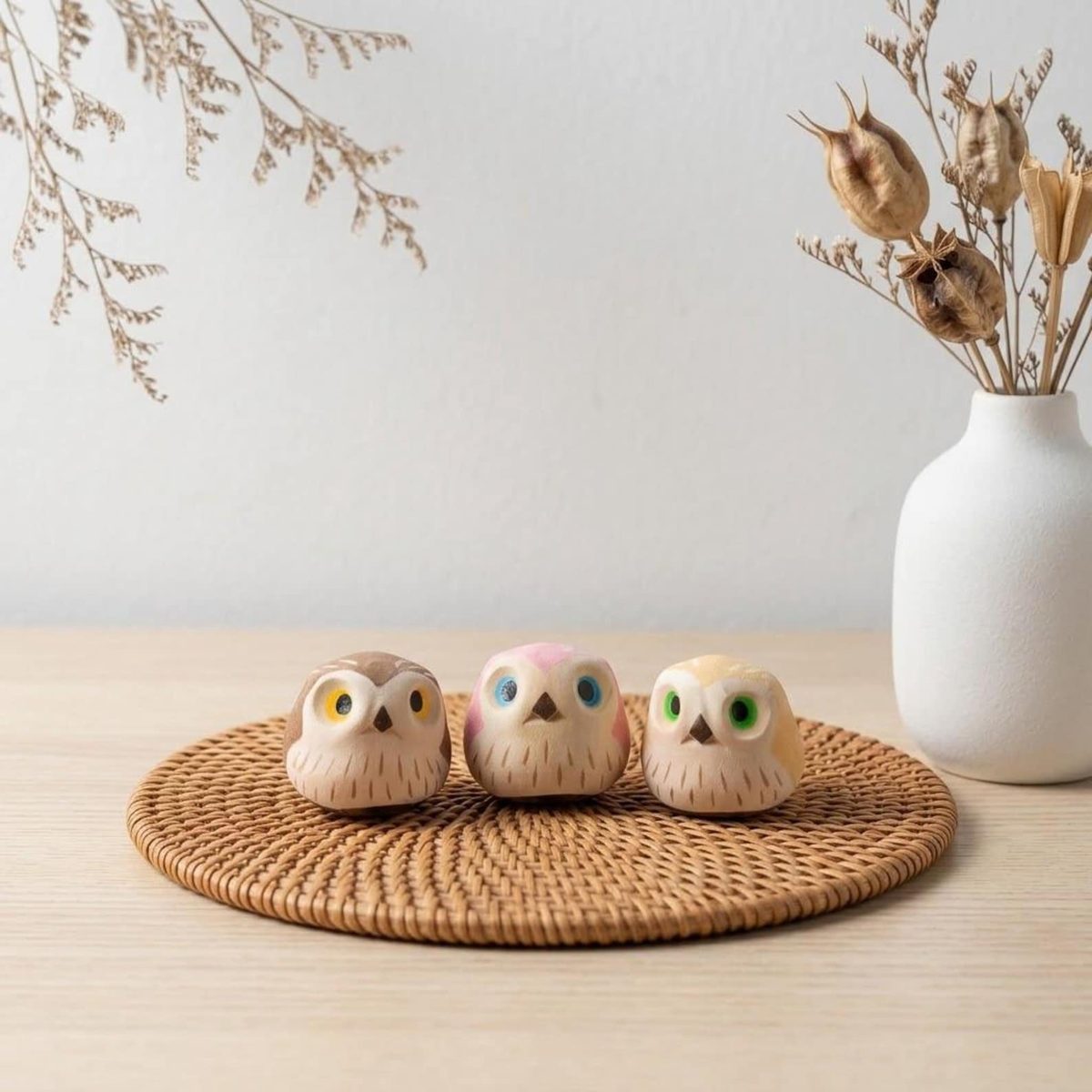 Tiny Owl Figurine, hand-carved wooden figurine