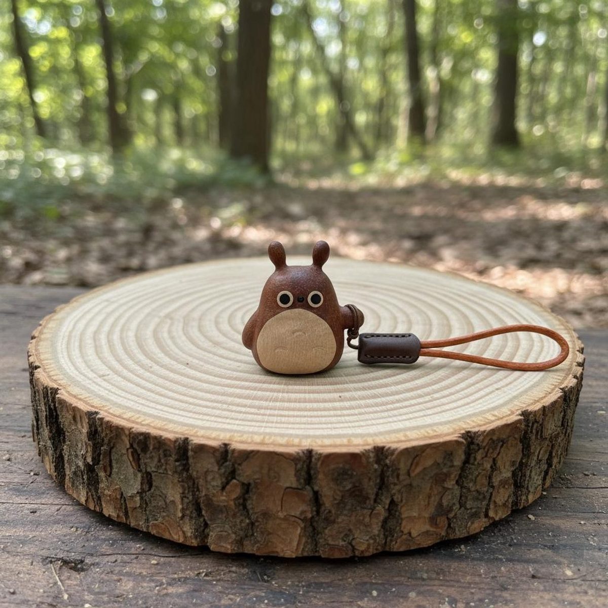 Woodland Spirit Keychain, hand-carved wooden figurine