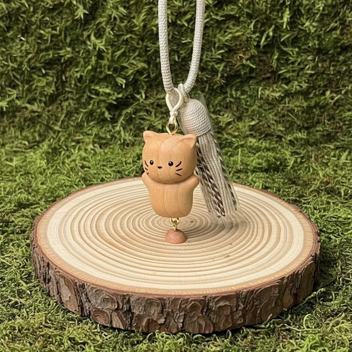 Wutan Wood Bear Charm, hand-carved wooden figurine