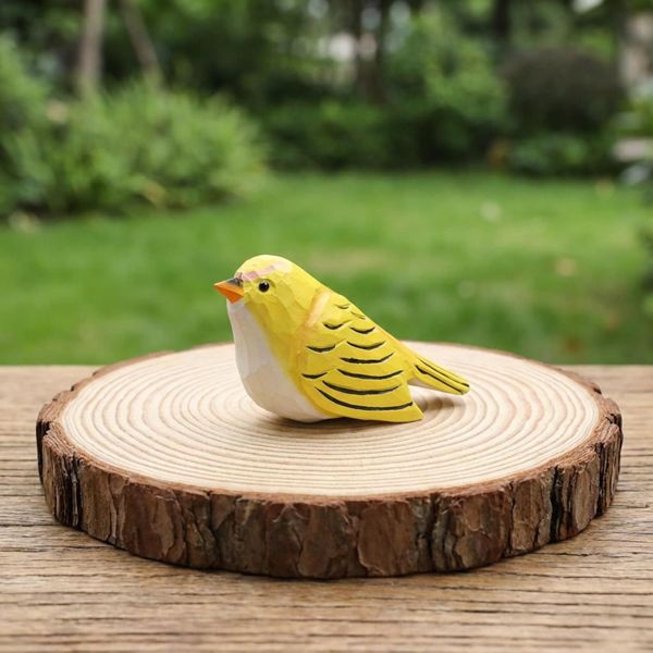 Yellow Canary, hand-carved wooden figurine
